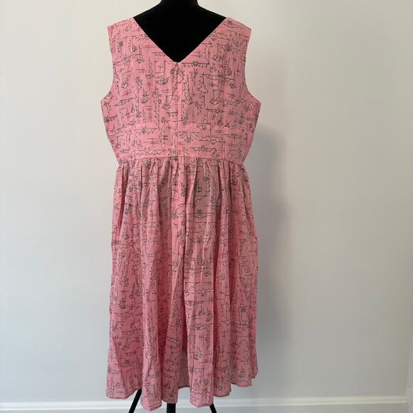 NWT Dapper Day Blushing Bats Pink Cotton Dolce Sleeveless A Line Dress Size XXL - Picture 7 of 14
